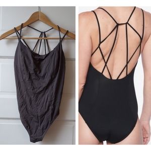 Athleta medium gray Cortes strappy one-piece swimsuit
